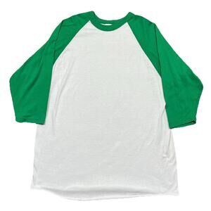 Vintage Russell Athletic Raglan Baseball T Shirt Green White XXL USA Made